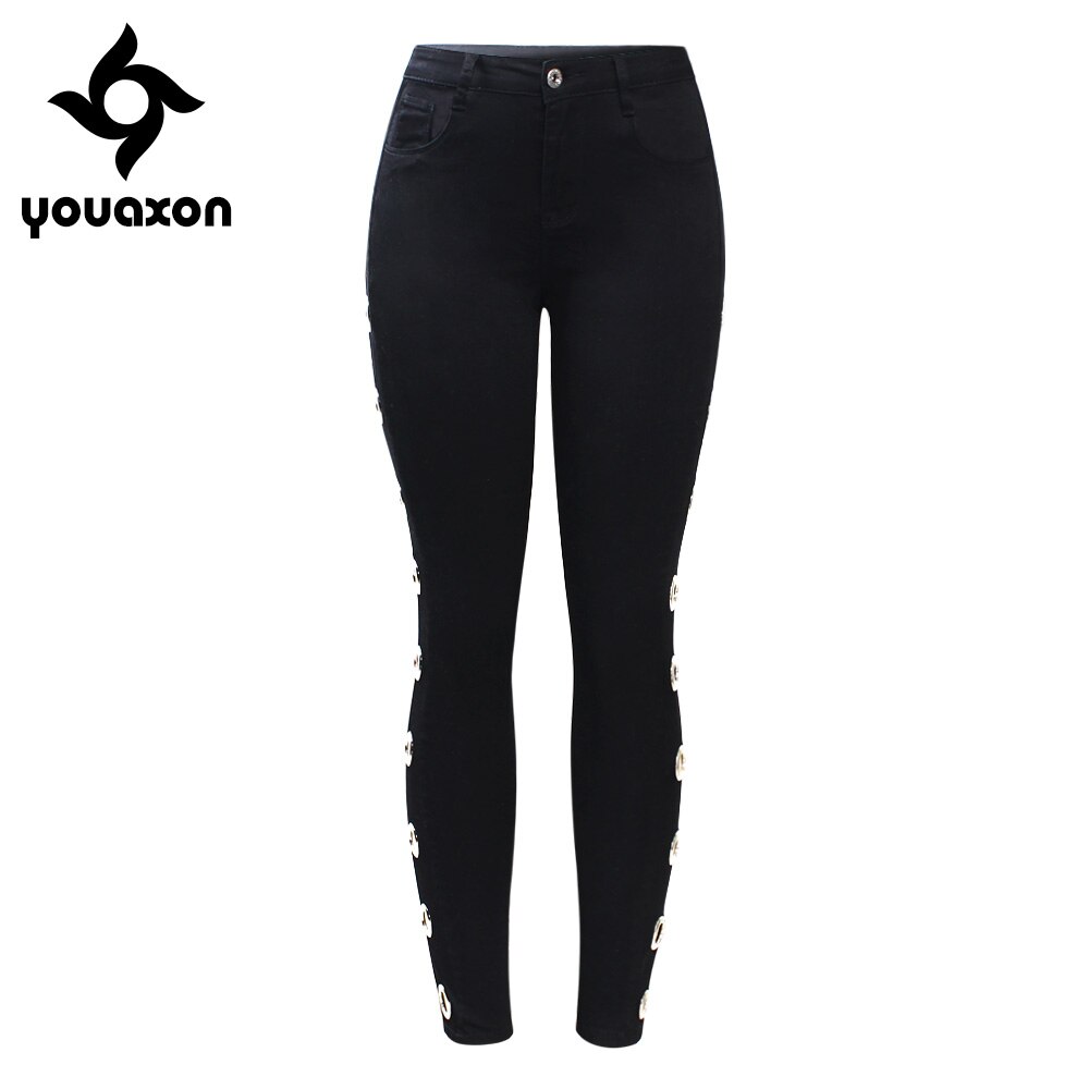 2167 Youaxon Black Stretchy Jeans W..