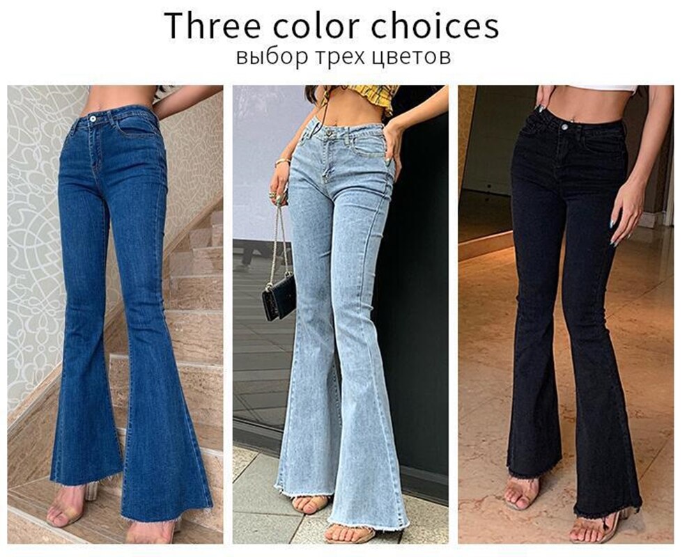Flared Jeans Woman High Waist Sexy..