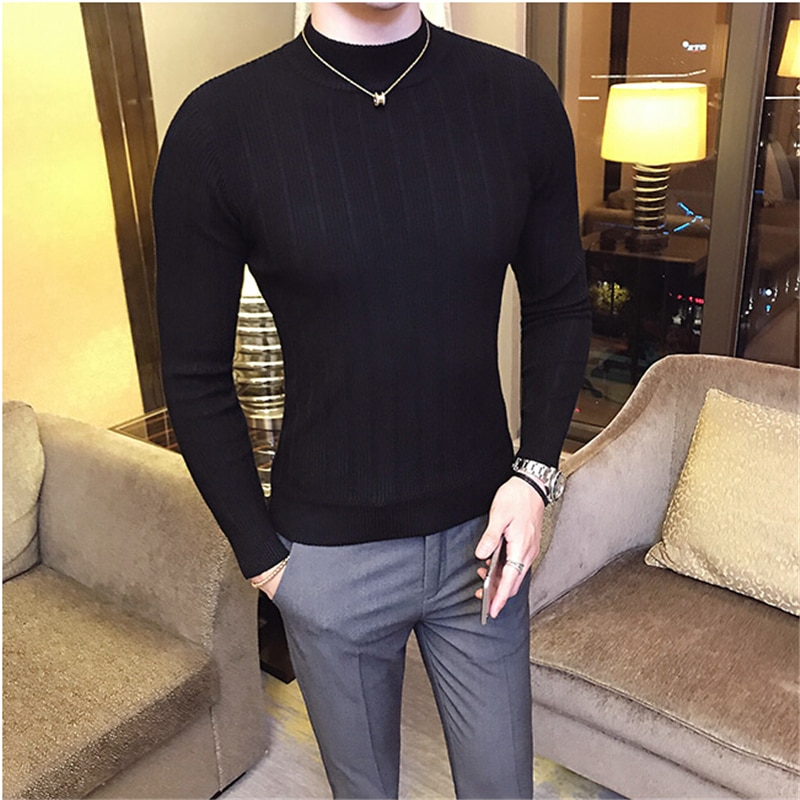 2019mens slim fit-collarbottomed ..